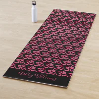 Hot pink Gradient Geometric Mesh Pattern Monogram Yoga Mat