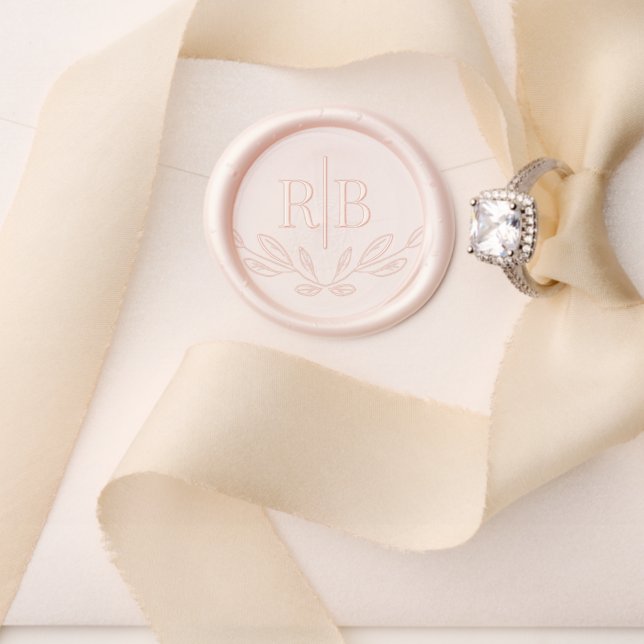 Chic Monogram Initials Wedding Leaf Art Design Wax Seal Stamp (Insitu (Wedding))