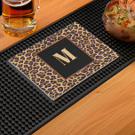 Chic Monogram Leopard Print Bar Mat<br><div class="desc">Always cool and elegant leopard print background in black,  gold and tan colors with complementary label and text field.</div>