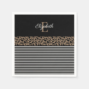 Chic Monogram Leopard Print Napkins