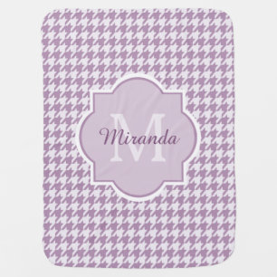 Chic Monogram Light Purple Houndstooth With Name Receiving Blanket