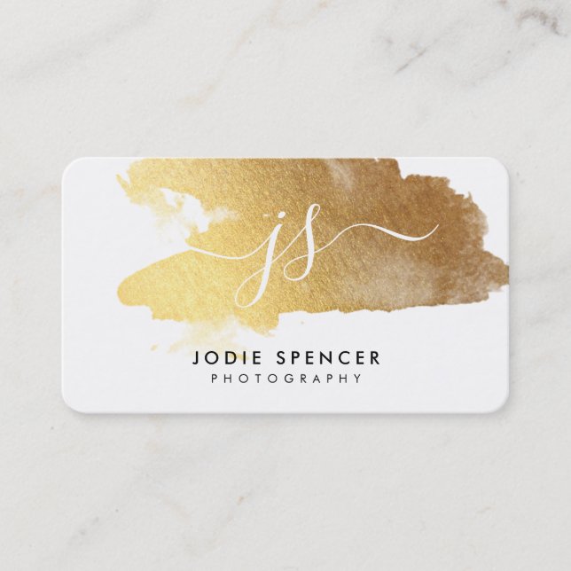 CHIC MONOGRAM logo elegant initials brushed gold Business Card (Front)