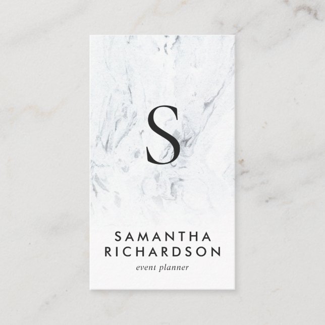 Chic Monogram Marble Business Card (Front)
