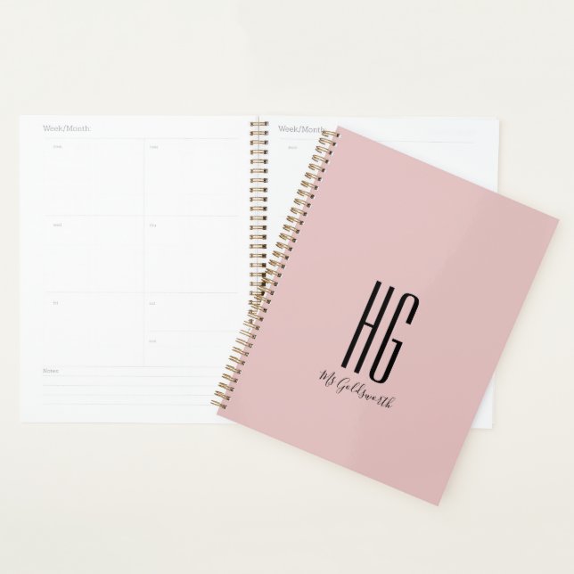Chic Monogram Name Modern Dusty Blush Pink Planner (Display)