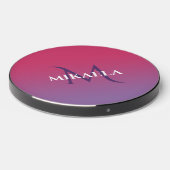 Chic Monogram Name Pink to Purple Gradient Wireless Charger (Front 2)