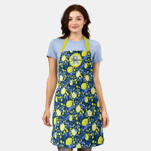 Chic Monogram Name Rustic Citrus Lemons Blue Leaf