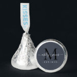 Chic Monogram Names Wedding Year Est Dark Blue Hershey®'s Kisses®<br><div class="desc">Chic, elegant Hershey kisses candy wedding favors with your names and year established in white elegant handwritten script calligraphy on a dark blue background with a black monogram. Simply add your names, monogram and year established beneath. Stylish design and perfect luxury candy favor gift for the newlywed couple. If you...</div>