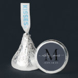 Chic Monogram Names Wedding Year Est Dark Blue Hershey®'s Kisses®<br><div class="desc">Chic, elegant Hershey kisses candy wedding favors with your names and year established in white elegant handwritten script calligraphy on a dark blue background with a black monogram. Simply add your names, monogram and year established beneath. Stylish design and perfect luxury candy favor gift for the newlywed couple. If you...</div>