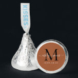 Chic Monogram Names Wedding Year Est TerraCotta Hershey®'s Kisses®<br><div class="desc">Chic, elegant Hershey kisses candy wedding favors with your names and year established in white elegant handwritten script calligraphy on a terracotta background with a black monogram. Simply add your names, monogram and year established beneath. Stylish design and perfect luxury candy favor gift for the newlywed couple. If you need...</div>
