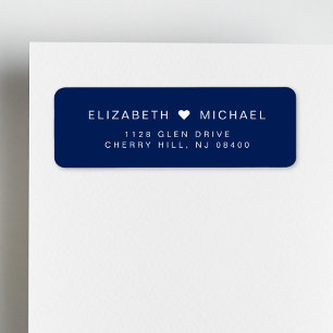 Chic Monogram Navy Blue Wedding Return Address Label