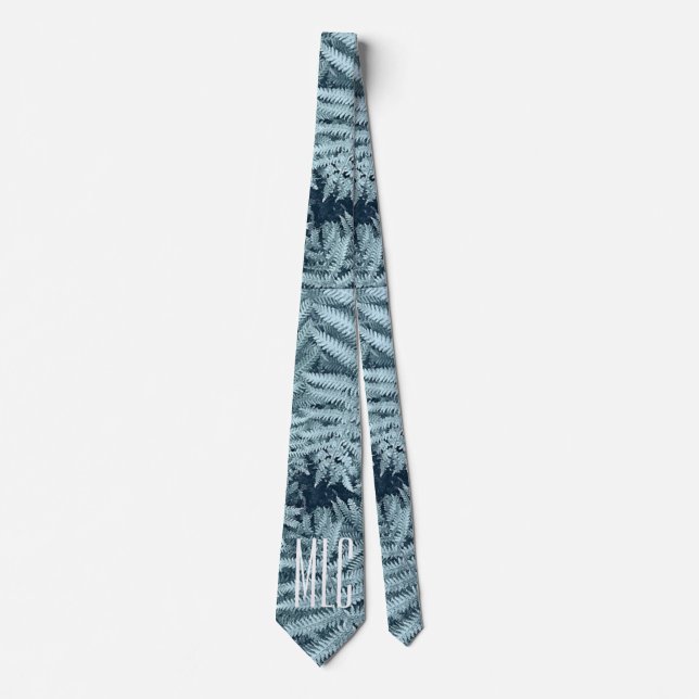CHIC MONOGRAM NZ FERN SILVER FOLIAGE NEW ZEALAND   NECK TIE (Front)