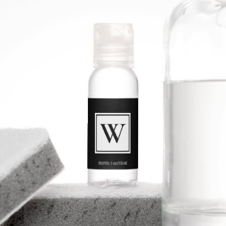 Chic Monogram on Black Hand Sanitizer