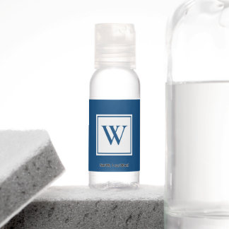 Chic Monogram on Blue Hand Sanitizer