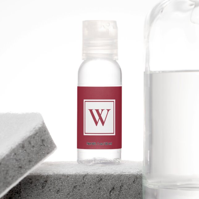 Chic Monogram on Burgundy Hand Sanitizer (Insitu)