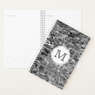 Chic Monogram on Faux Marble Abstract Photo Planner