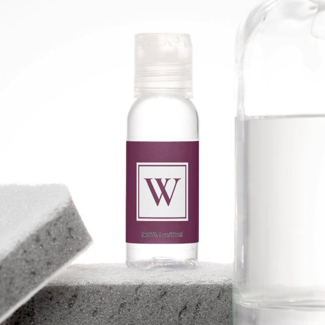 Chic Monogram on Purple Hand Sanitizer (Insitu)