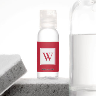 Chic Monogram on Red Hand Sanitizer