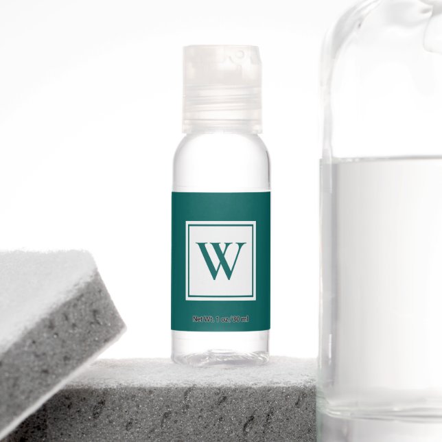 Chic Monogram on Teal Hand Sanitizer (Insitu)
