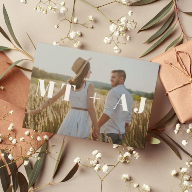 Chic Monogram Overlay Photo Save the Date (Creator Uploaded)