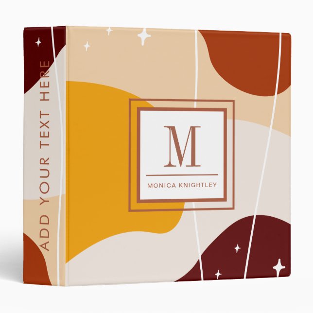 Chic Monogram Pastel Abstract 3 Ring Binder (Front/Spine)