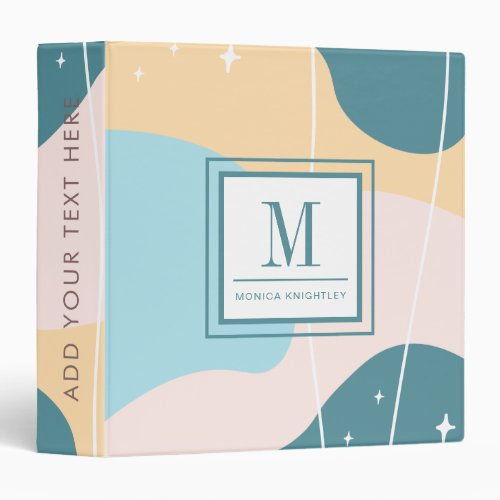 Chic Monogram Pastel Abstract 3 Ring Binder