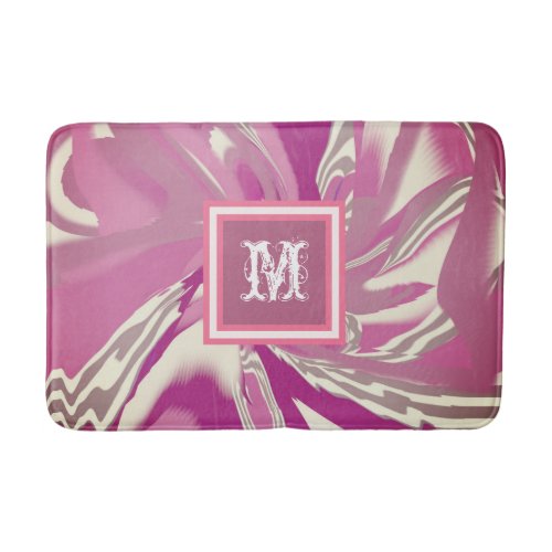 Chic Monogram Pink Abstract Design Modern Bath Mat