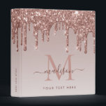 Chic Monogram Pink Rose Gold Glitter Drips Sparkle 3 Ring Binder<br><div class="desc">Elegant Monogram Pink Rose Gold Glitter Drips Sparkle Recipe 3 ring binder</div>