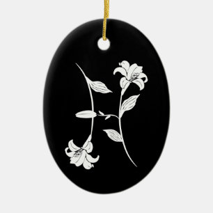 Chic monogram Pisces birth flower zodiac sign Ceramic Ornament
