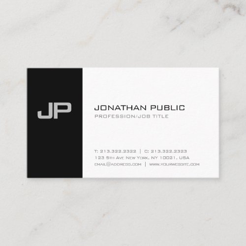 Chic Monogram Plain Clean Sophisticated Modern Business Card