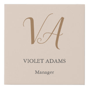 Chic monogram professional minimalist add name faux canvas print