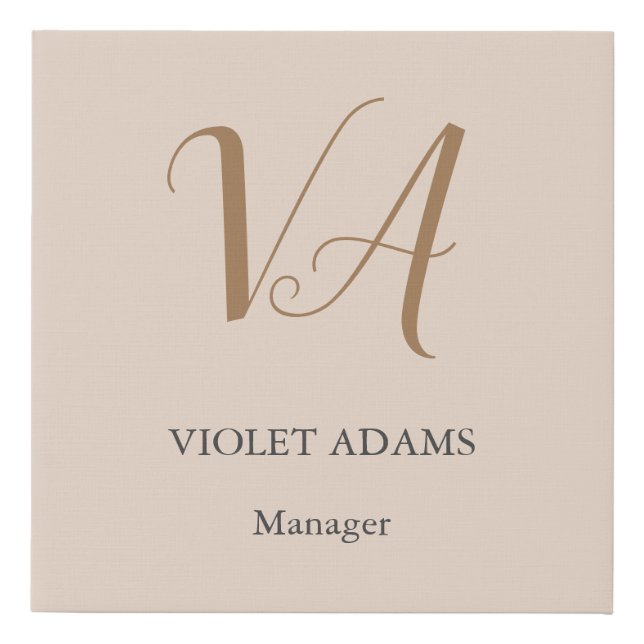 Chic monogram professional minimalist add name faux canvas print (Front)