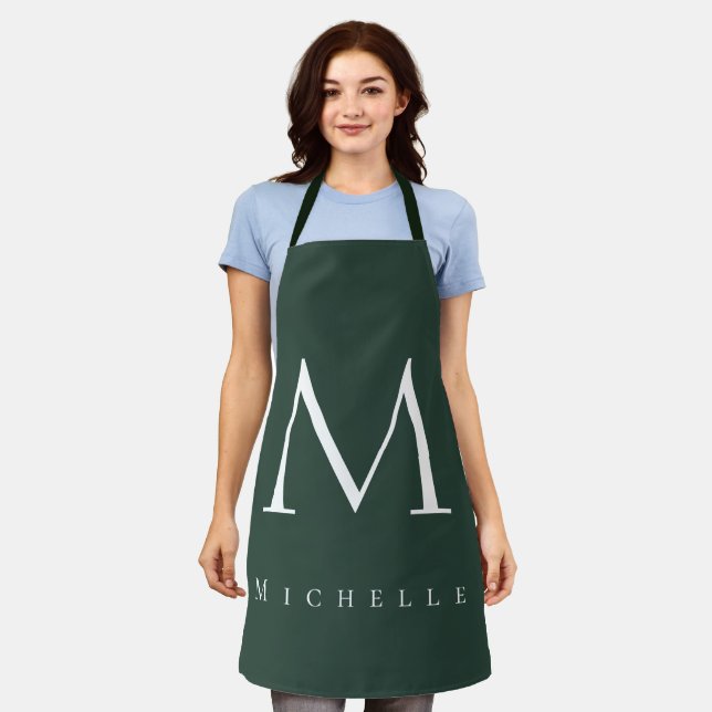 Chic monogram professional plain add your name apron (Worn)
