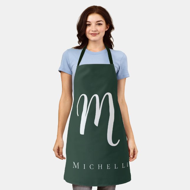 Chic monogram professional plain add your name apron (Worn)