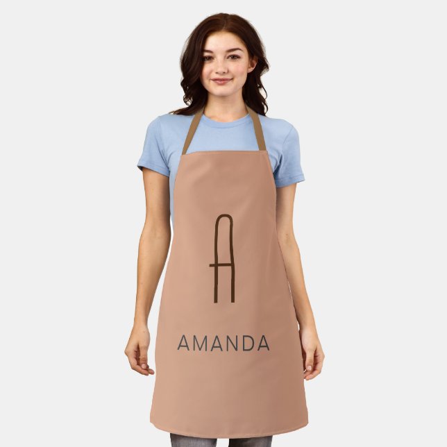 Chic monogram professional plain ADD YOUR NAME Apron (Worn)