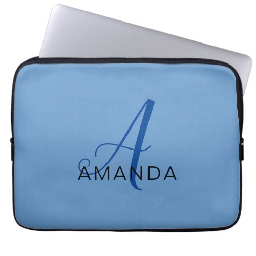 Chic monogram professional plain ADD YOUR NAME Laptop Sleeve
