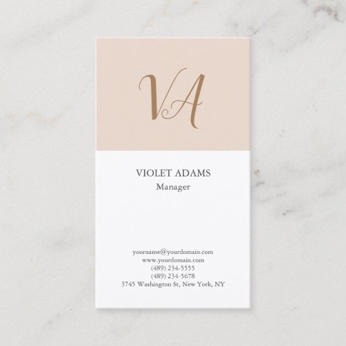 Chic monogram professional plain minimalist business card