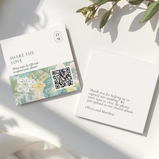 Chic Monogram QR Wedding Website Enclosure Card (Creator Uploaded)
