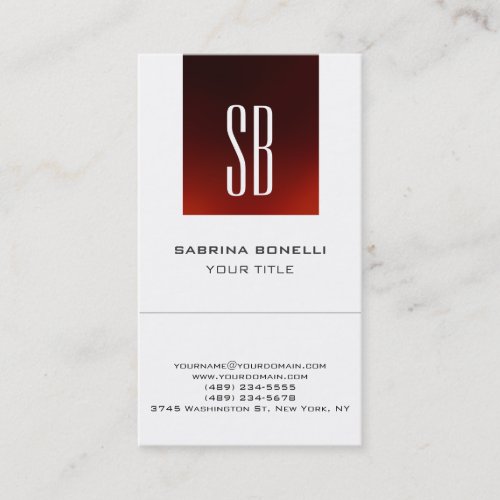 Chic Monogram Red White Cute Business Card