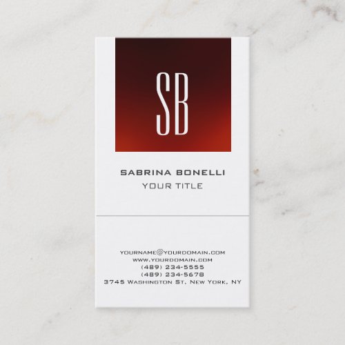 Chic Monogram Red White Cute Business Card