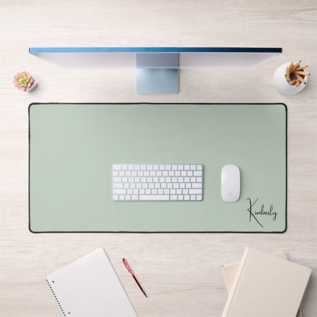 Chic Monogram Sage Green Desk Mat (Office 1)