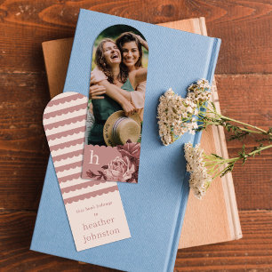 Chic Monogram Scallop Vintage Roses Photo Bookmark
