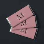 Chic Monogram Script Names Wedding Date Dusty Rose Hershey Bar Favors<br><div class="desc">Chic monogram Hershey bar wedding favors features your names and wedding date in white elegant handwritten script calligraphy on a dusty rose color background with your stylish black monogram. Simply add your names, monogram and wedding date to the front and your personalized wedding guest thank you message to the back....</div>