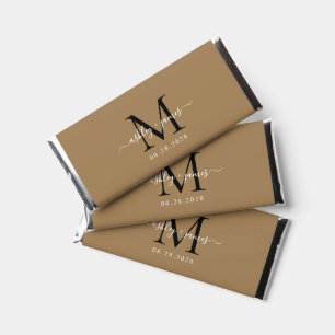 Chic Monogram Script Names Wedding Date Gold Hershey Bar Favors