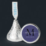 Chic Monogram Script Names Wedding Year Est Blue Hershey®'s Kisses®<br><div class="desc">Chic, elegant Hershey kisses candy wedding favors with your names and year established in white elegant handwritten script calligraphy on a navy blue background with a black monogram. Simply add your names, monogram and year established beneath. Stylish design and perfect luxury candy favor gift for the newlywed couple. If you...</div>