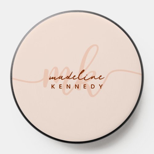 Chic Monogram Script Overlay  Clay and Beige   PopSocket