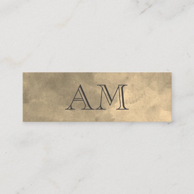 Chic Monogram Sepia Background Mini Business Card (Front)