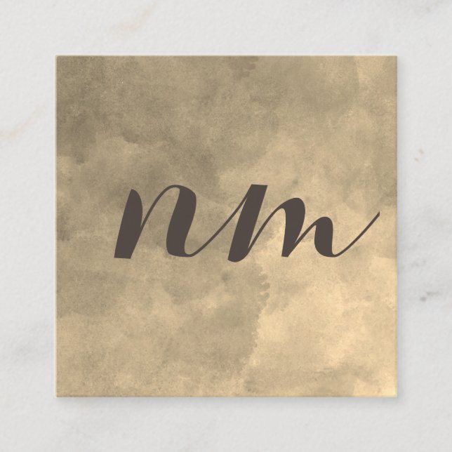 Chic Monogram Sepia Background Square Business Card (Front)