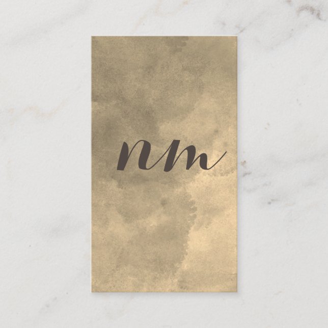 Chic Monogram Sepia Watercolor Business Card (Front)