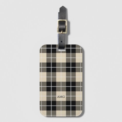 Chic Monogram Thompson Camel Plaid Pattern Luggage Tag