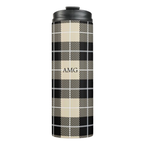 Chic Monogram Thompson Camel Plaid Pattern Thermal Tumbler